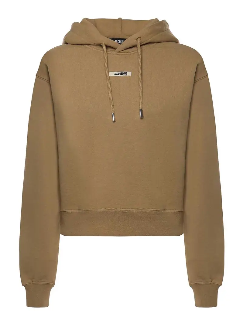 Felpa con cappuccio in gros-grain Beige