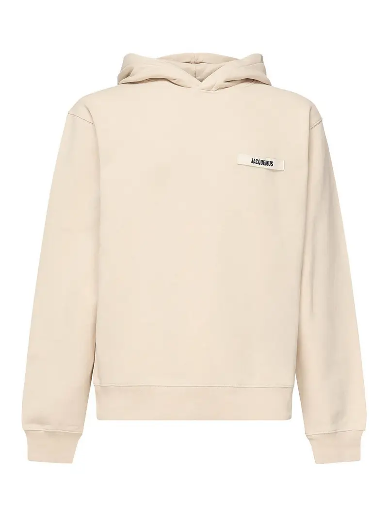 La felpa con cappuccio in grosgrain Beige