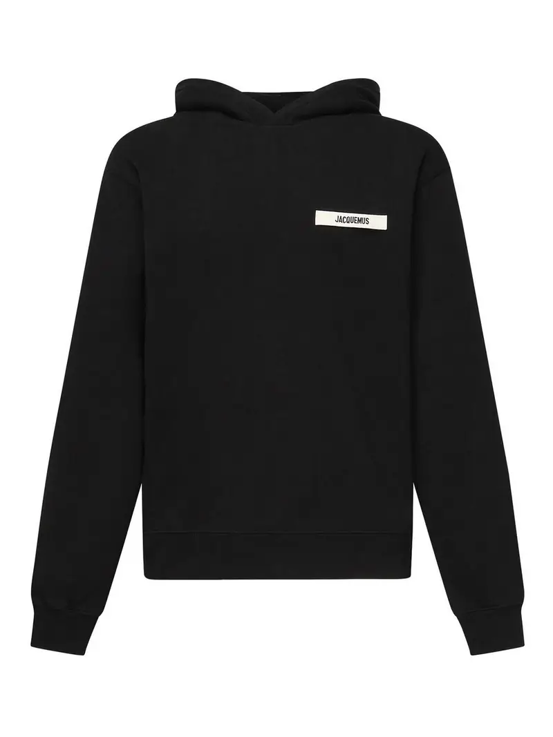 La felpa con cappuccio in grosgrain Nero