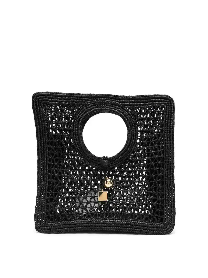 Le Petit Carre Spiaggia Rafia Handbag Nero