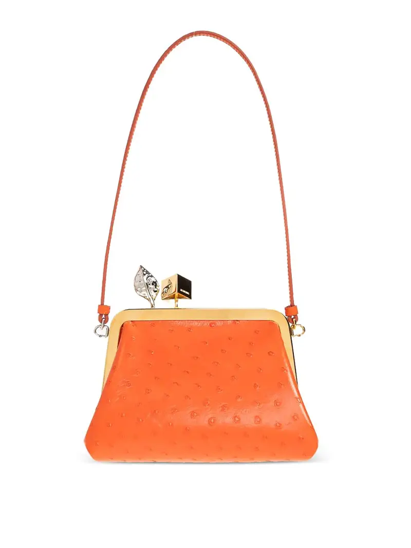 Pochette in pelle arancione Rosso