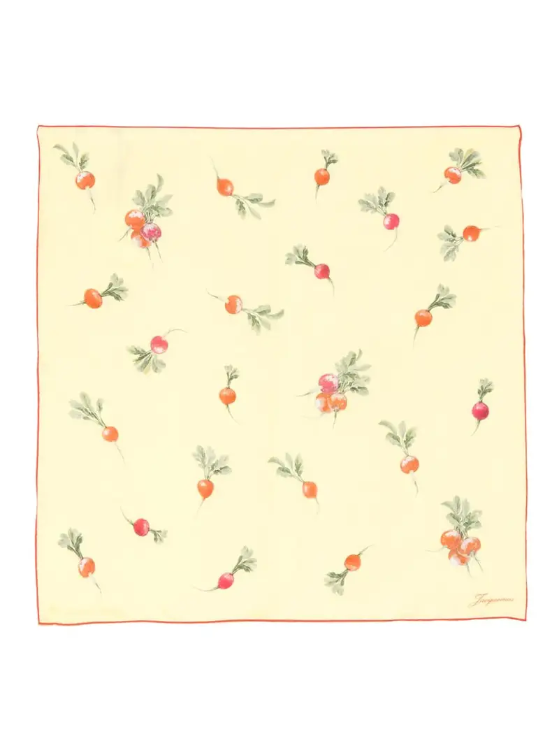 Sciarpa In Seta Beige Con Stampa Giallo