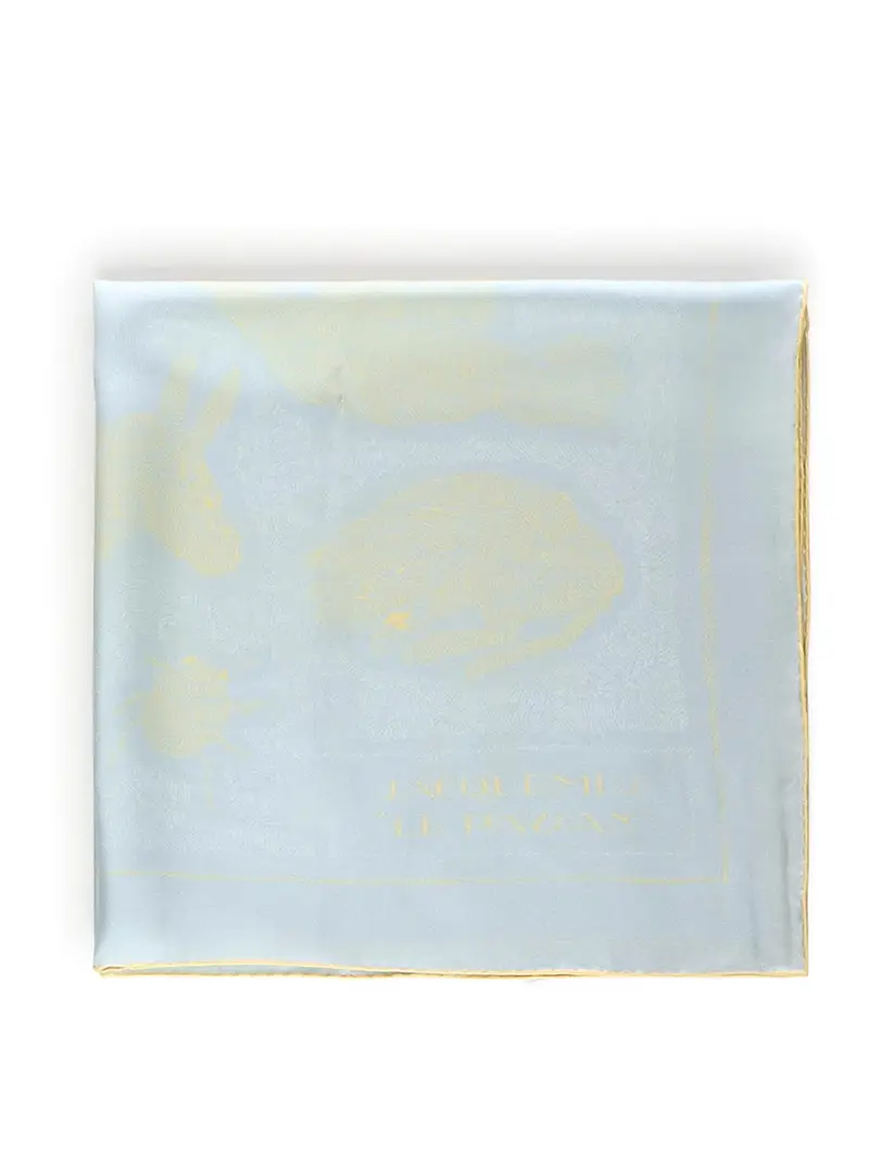 Sciarpa in seta stampata Le Foulard Paysan Blu