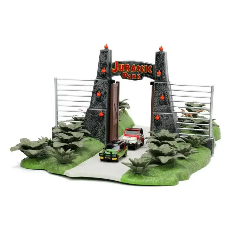 Statuetta da collezione Jada Toys Jurassic World diorama Nano Metalfigs Nano Scene The Gate