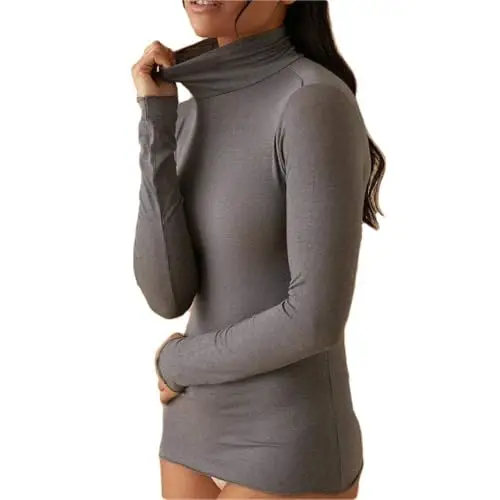JADEA Maglia Donna Dolcevita Manica Lunga in Modal e Cashmere, Grigio, M miniatura 3