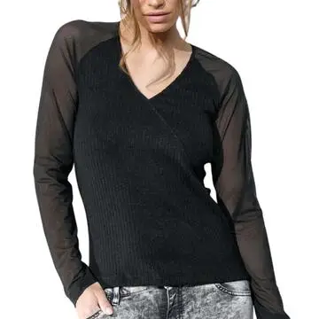 Maglia donna sottogiacca in viscosa a coste e tulle Jadea 4655