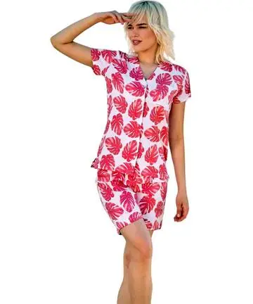 Pigiama donna aperto a manica corta in jersey di cotone Jadea 3207