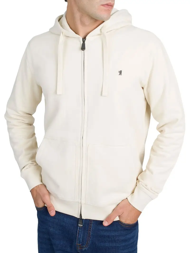 felpa zip jaggy da uomo - avorio
