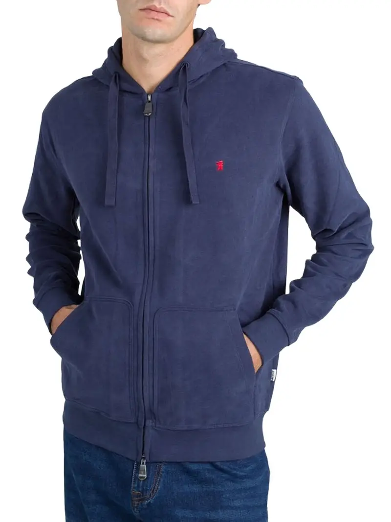 felpa zip jaggy da uomo - blu