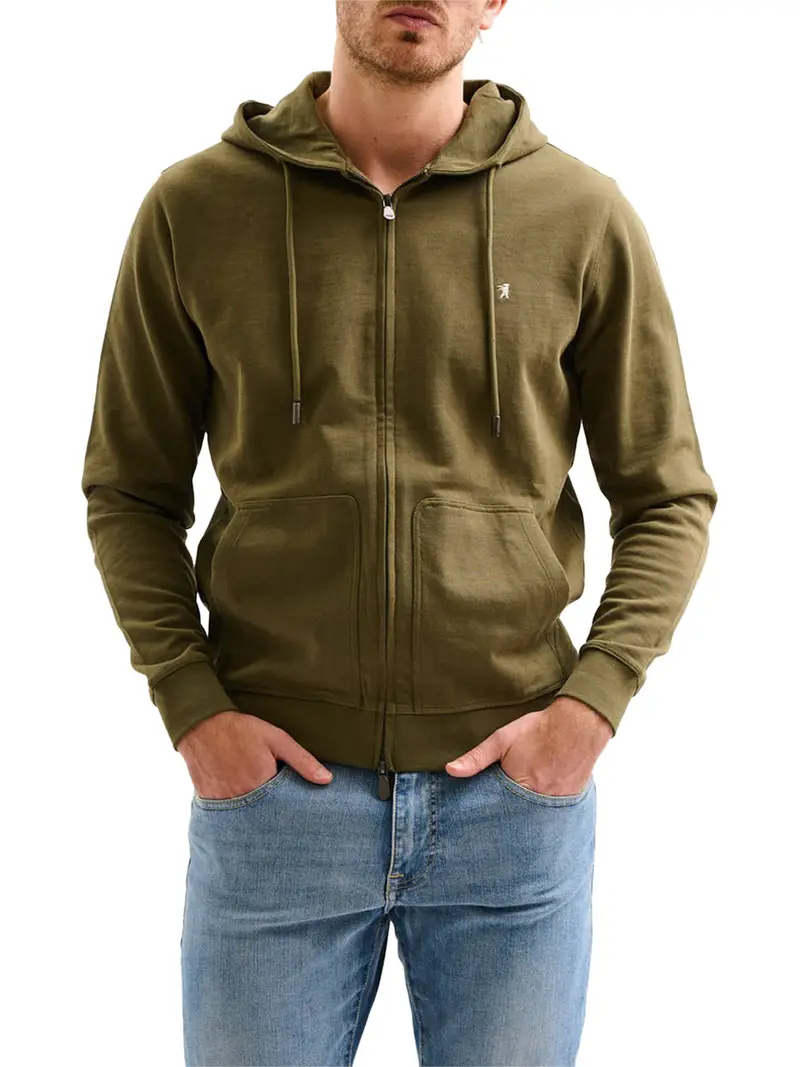 felpa zip jaggy koroba da uomo - verde