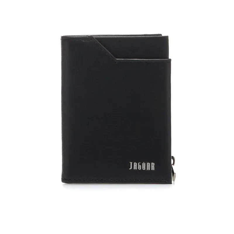 Portafoglio nero a libro con zip