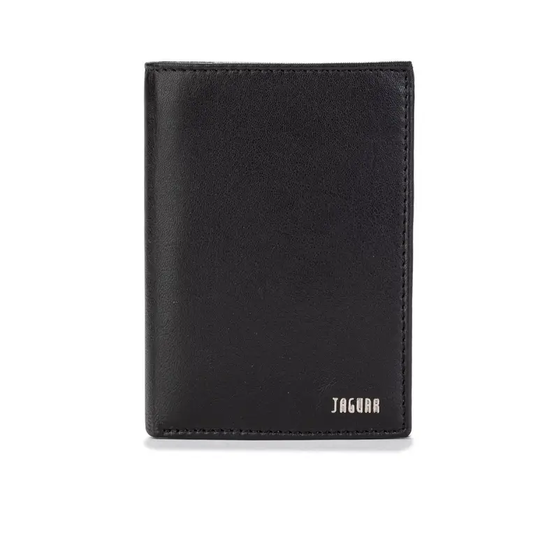 Portafoglio verticale nero da uomo con logo stampato