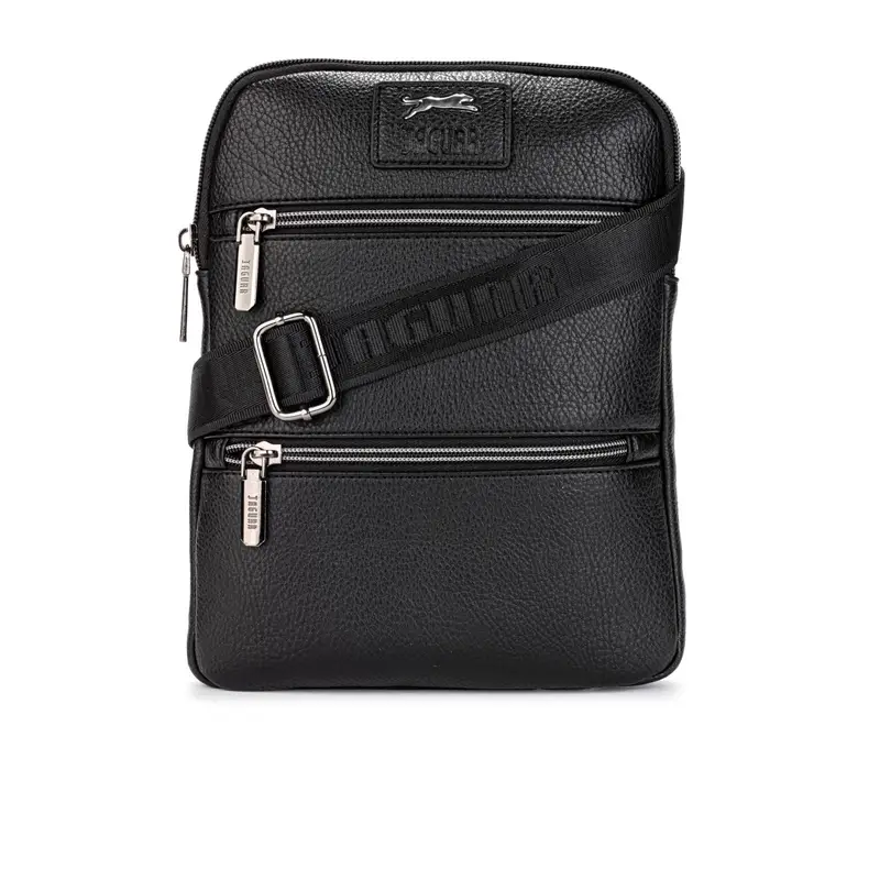 Tracolla nera da uomo con due tasche zip
