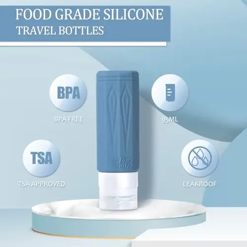 JAMATA Set da Viaggio 16pz in Silicone 95ml, Riutilizzabili e Anti-Perdita, Flaconi da Viaggio 95ml per miniatura 2