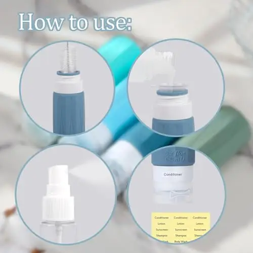 JAMATA Set da Viaggio 16pz in Silicone 95ml, Riutilizzabili e Anti-Perdita, Flaconi da Viaggio 95ml per miniatura 3