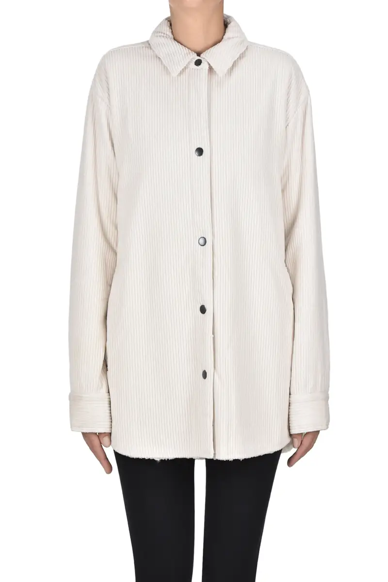 Giacca camicia in velluto a costine Crema