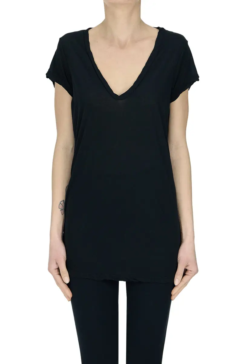 T-shirt con scollatura a V Nero