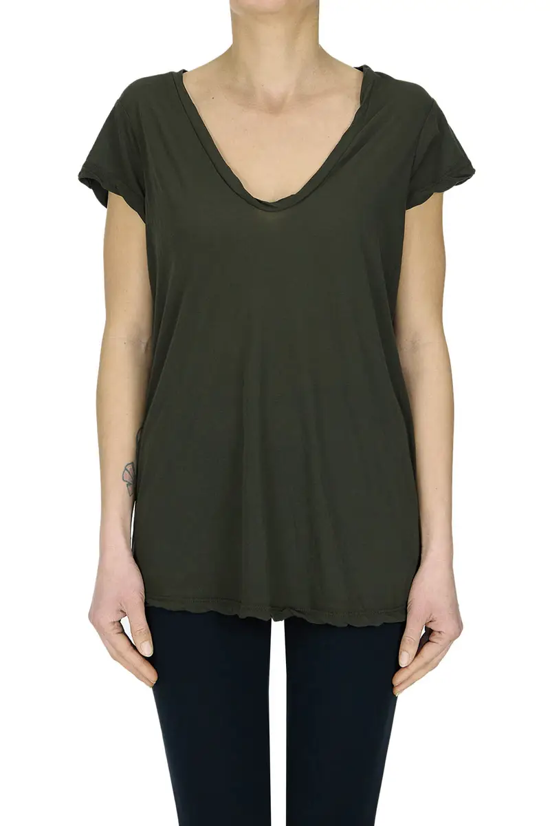 T-shirt con scollatura a V Verde scuro