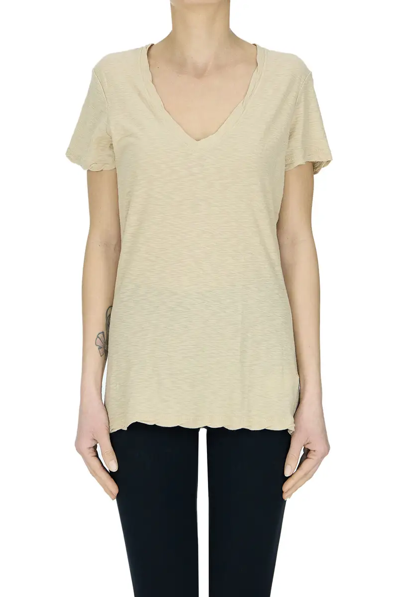 T-shirt in cotone fiammato Beige