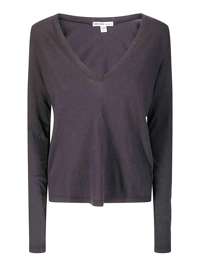T-shirt L/S a V profonda Nero
