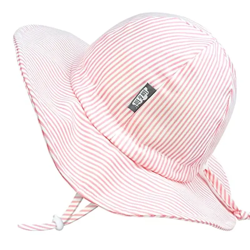 Jan & Jul Cappello da Sole Traspirante in 100% Cotone per Bambina (Taglia: 6-24 Mesi, Strisce Rosa)