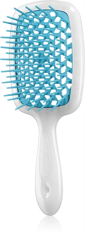 Superbrush Small piccola spazzola piatta 17,5 x 7 x 3 cm bianca e azzurra