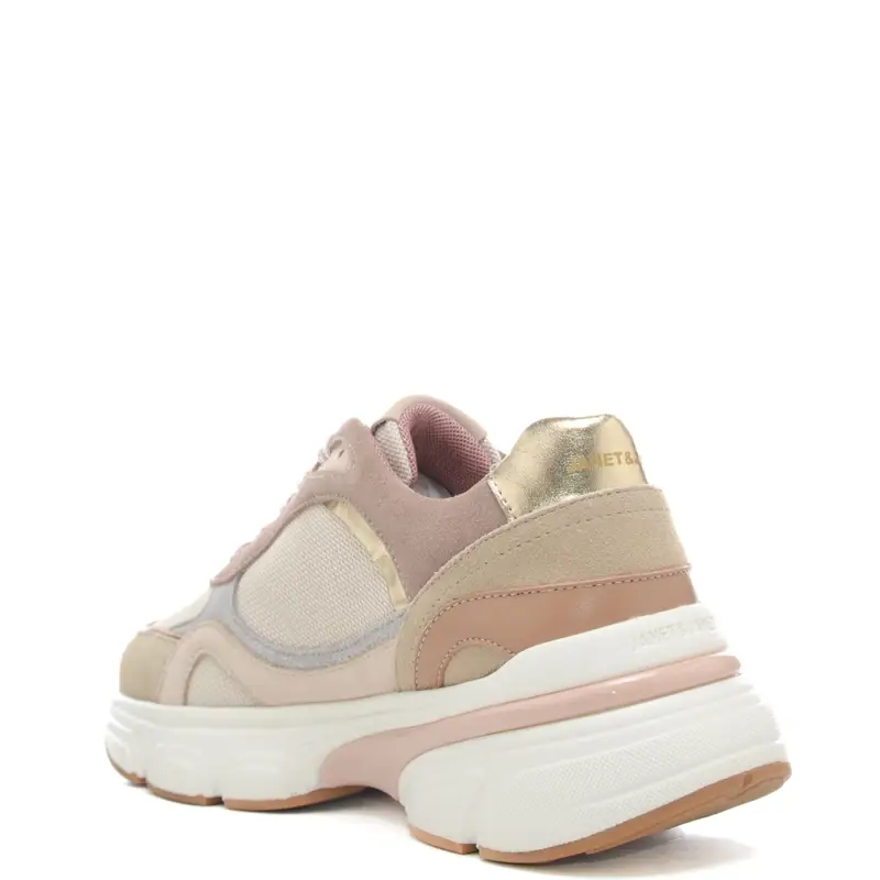 sneakers da donna con inserti a contrasto e logo monogram beige miniatura 3