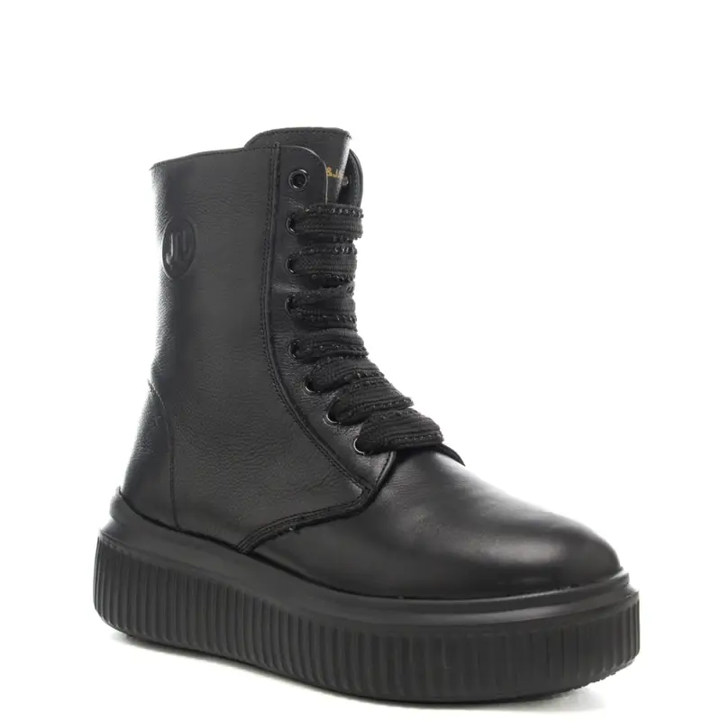 stivaletti stringati da donna con logo monogram impresso sulla parte alta neri miniatura 3