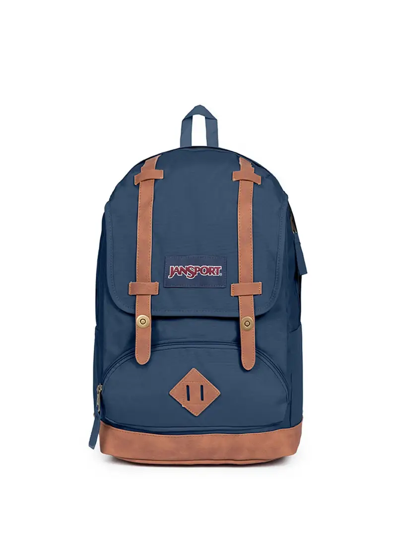 JANSPORT, Zaino Jansport Unisex In Blu Con Dettagli In Finta Pelle, Blu, Taglia: ONE SIZE
