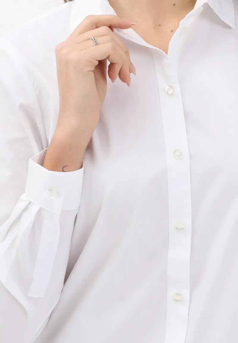 Camicia a manica lunga bianca da donna miniatura 3