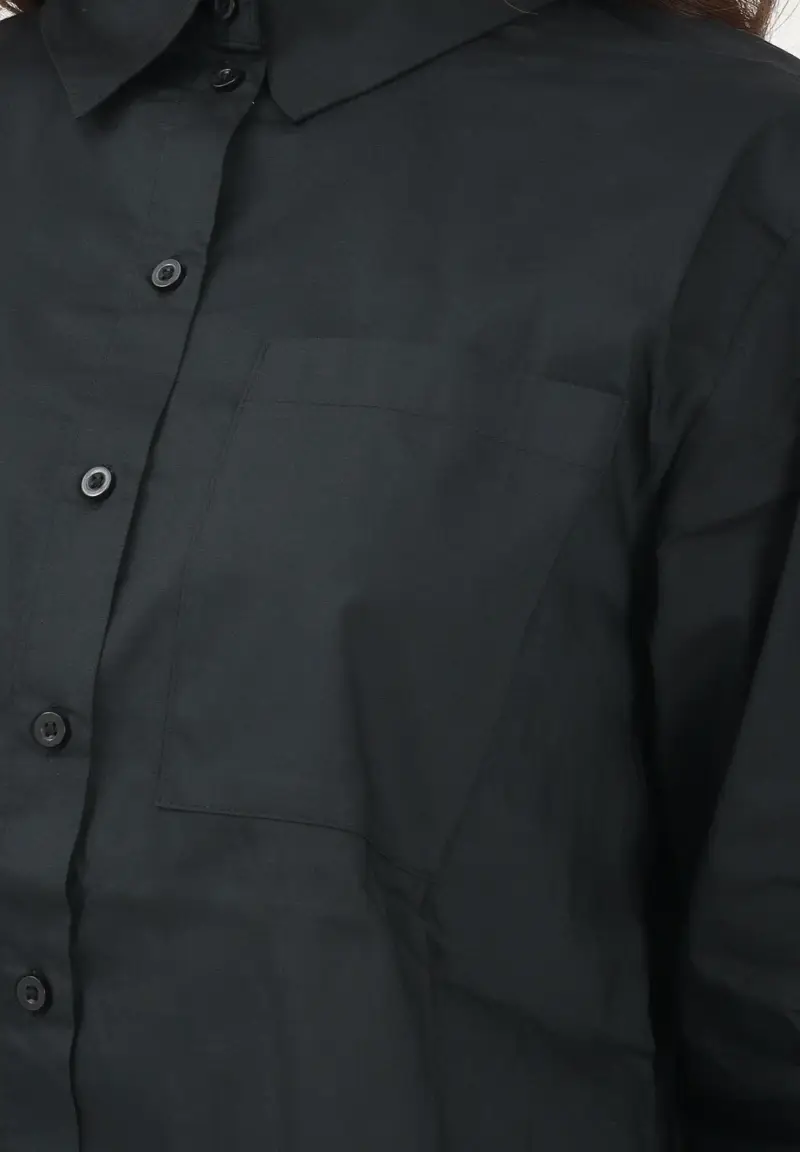 Camicia a manica lunga nera da donna miniatura 3