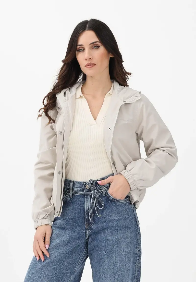 Giacca a vento beige da donna miniatura 2