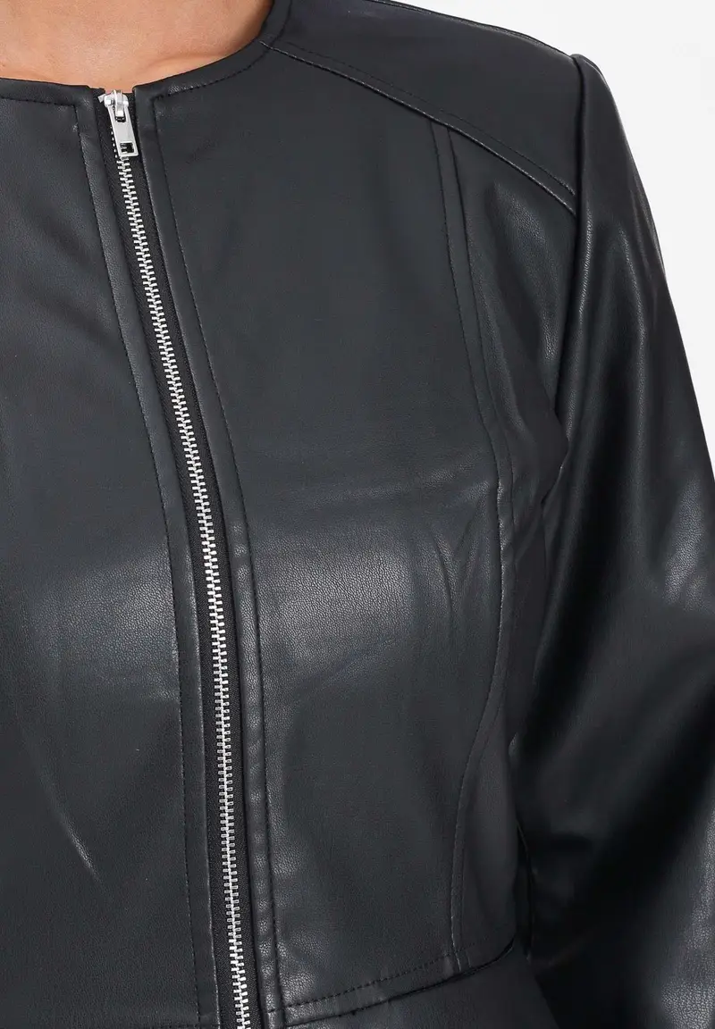 Jdy Giubbotto in ecopelle nero da donna miniatura 3