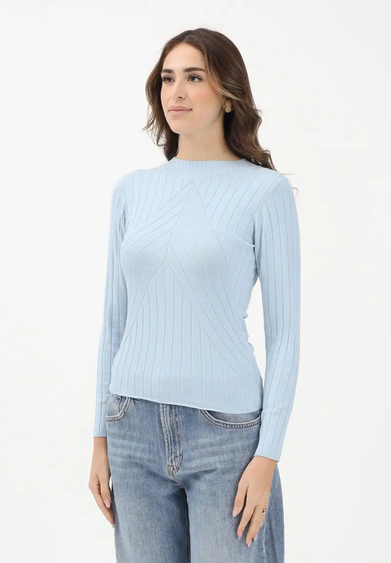 Maglioncino girocollo celeste da donna