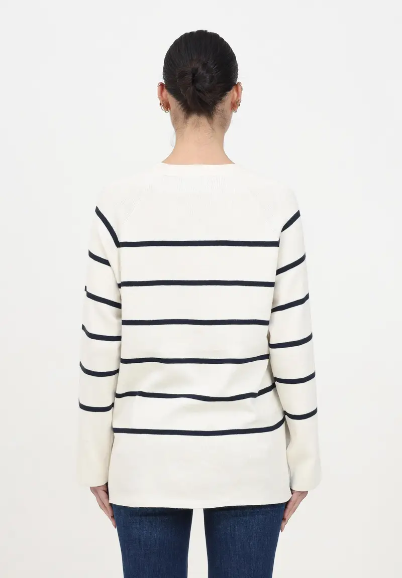 JDY Maglioncino girocollo panna da donna con righe orizzontali miniatura 2