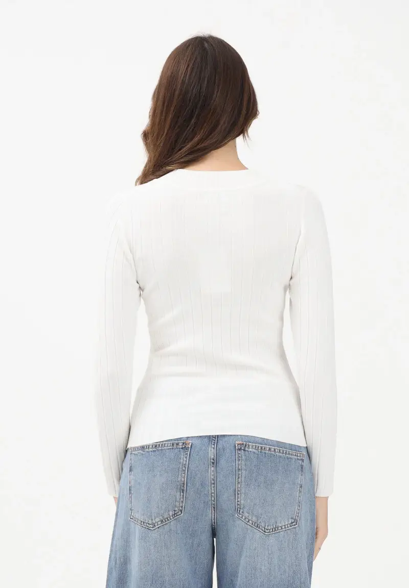 Maglioncino girocollo panna da donna miniatura 3