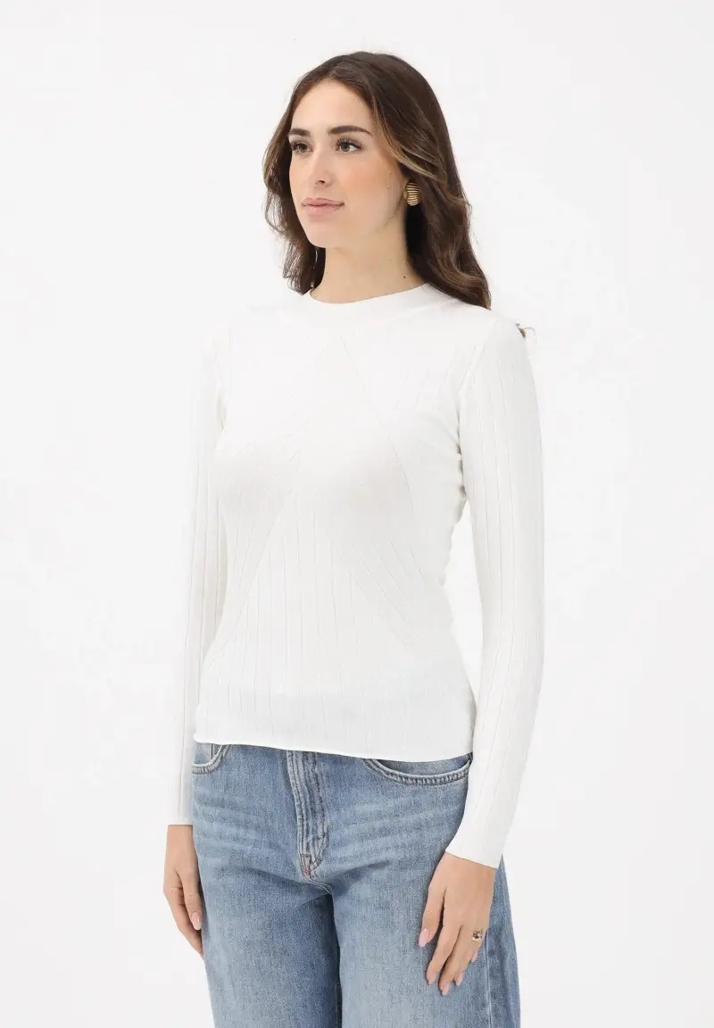 Maglioncino girocollo panna da donna