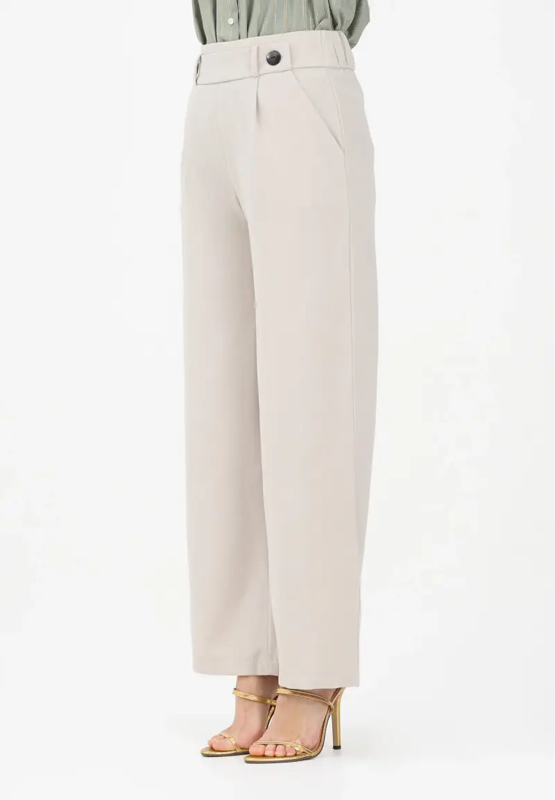 Pantalone beige da donna a vita alta