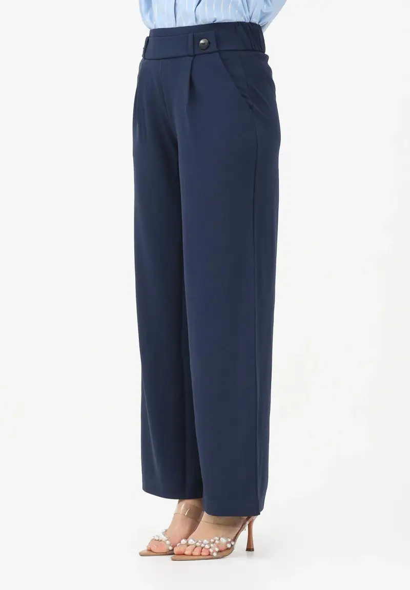 Pantalone blu da donna a vita alta