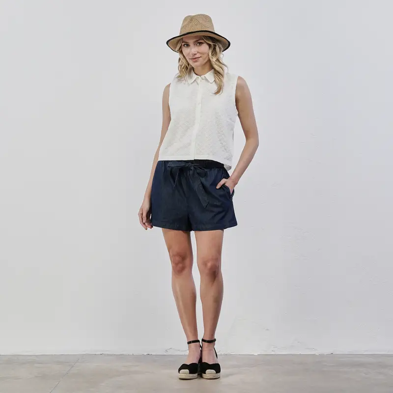 Shorts blu da donna con fusciacca