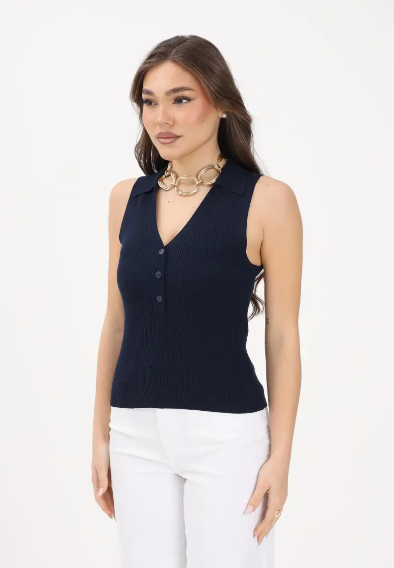 Top in maglia blu da donna