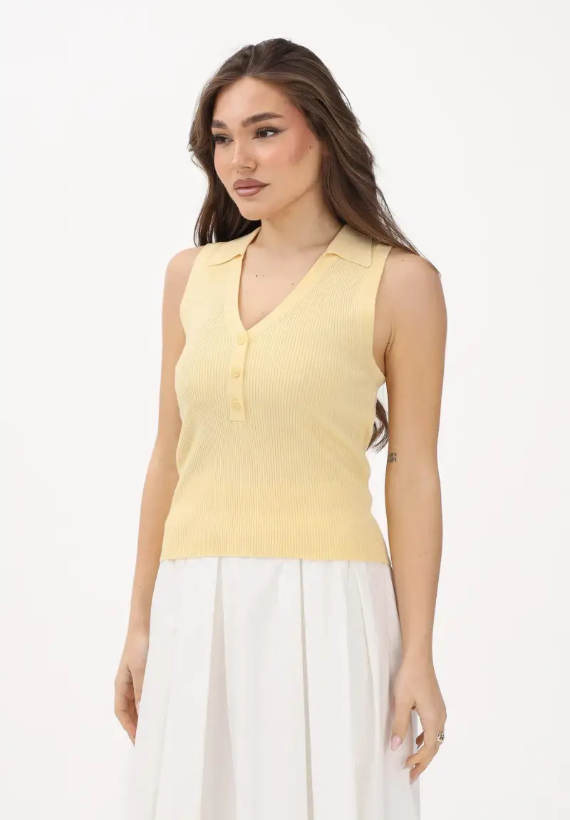 Top in maglia giallo da donna
