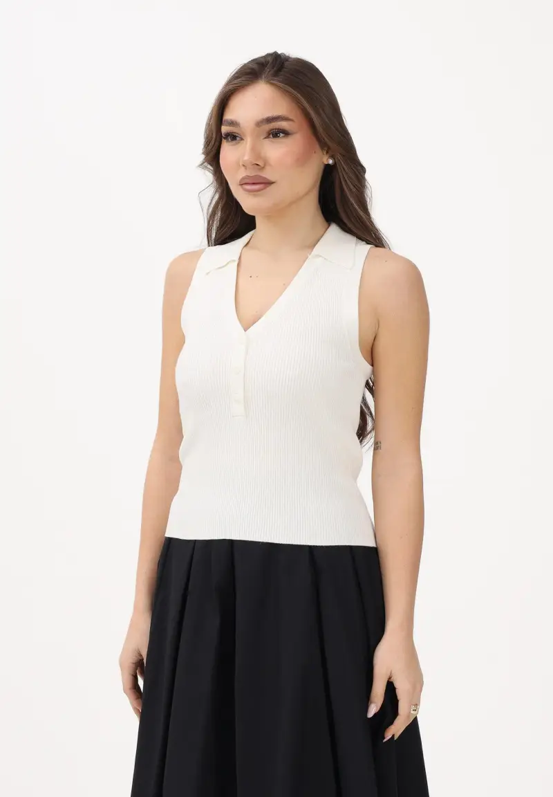 Top in maglia panna da donna