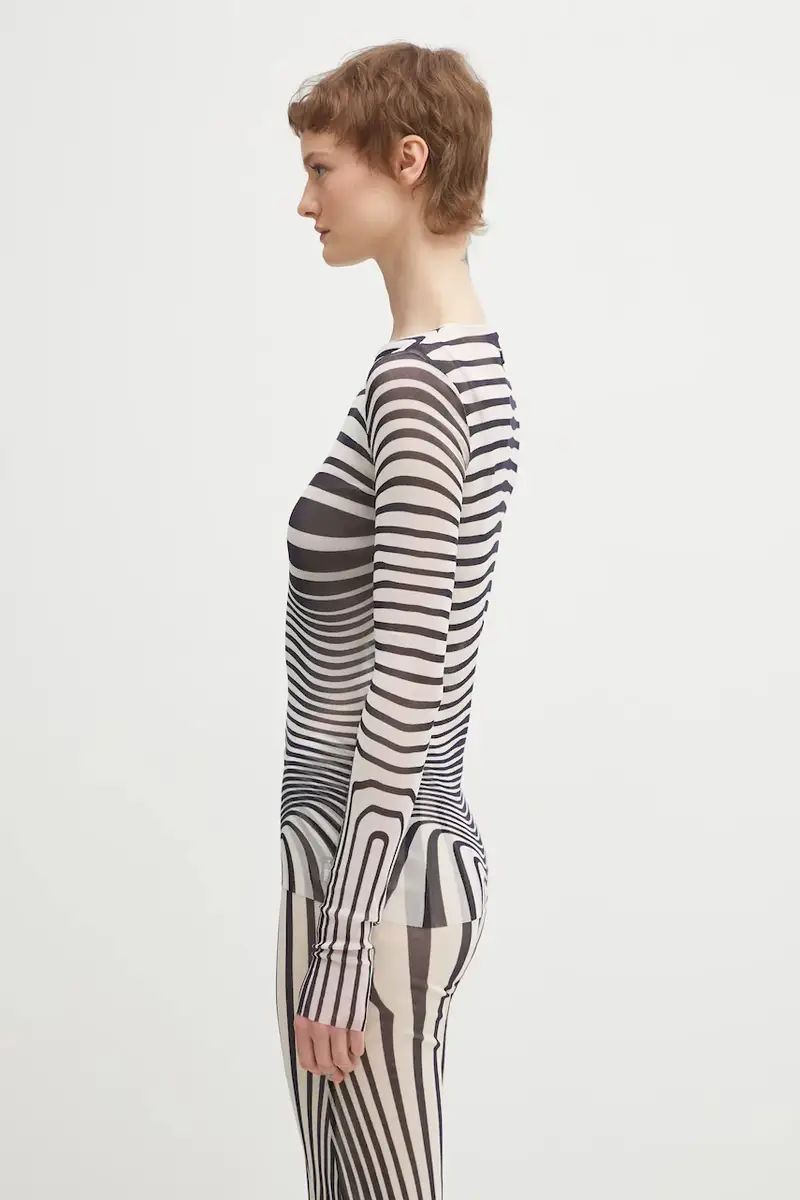 Jean Paul Gaultier Camicetta Morphing Stripes Nero e Bianco miniatura 2