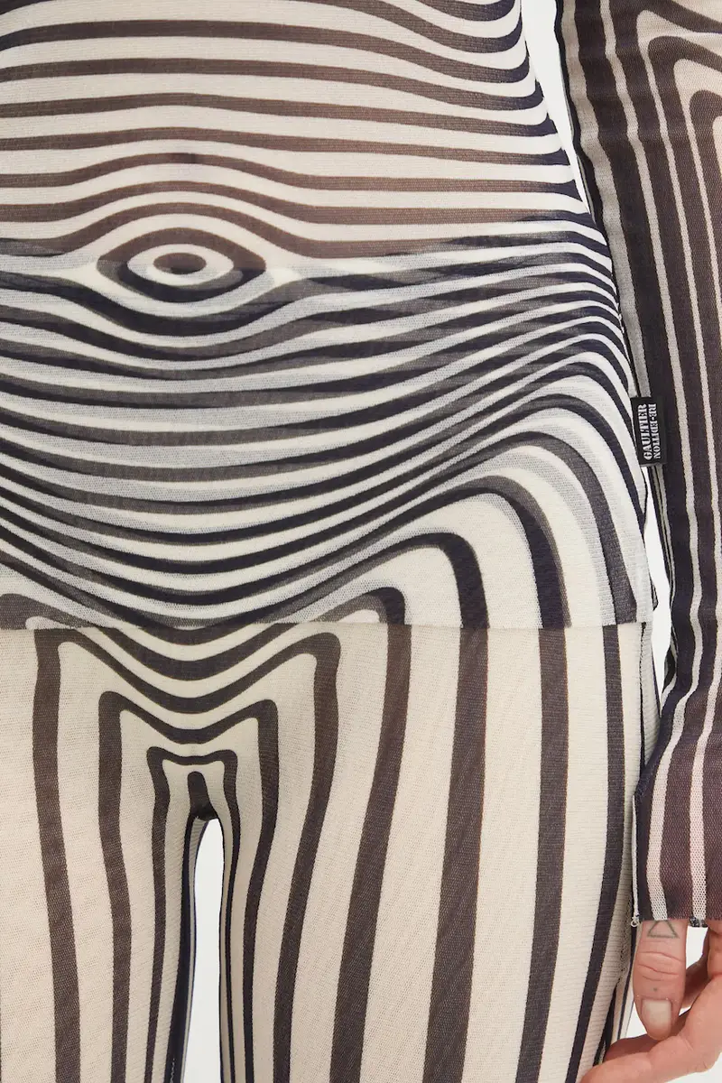 Jean Paul Gaultier Camicetta Morphing Stripes Nero e Bianco miniatura 4
