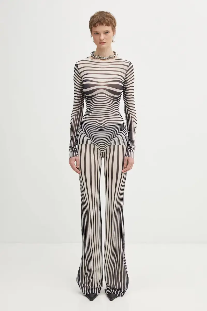 Jean Paul Gaultier Camicetta Morphing Stripes Nero e Bianco miniatura 5