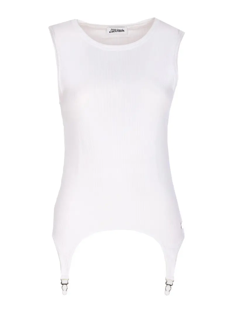 Canotta con reggicalze in lingerie Bianco