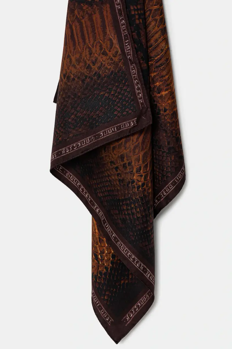 Jean Paul Gaultier foulard in seta Python marrone miniatura 2