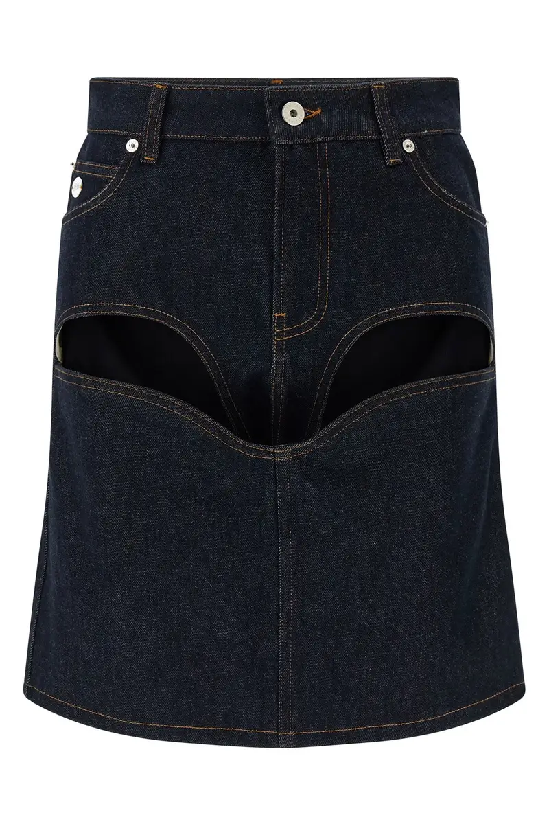 Gonna 'Denim Mini Skirt With Cuts And Turn Up' Blu