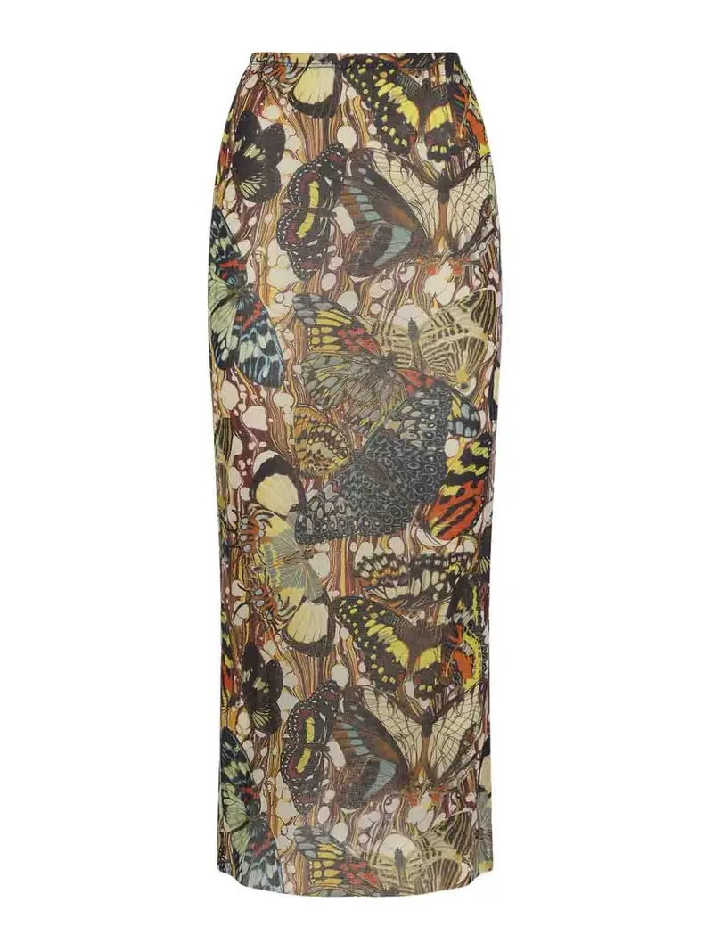 La gonna lunga a farfalla gialla Multicolore